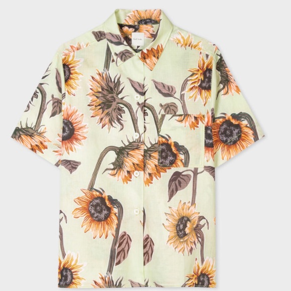 Paul Smith Pale Green 'Sunflower' Seersucker Short-Sleeve Shirt - 40 / 4 - Picture 2 of 9